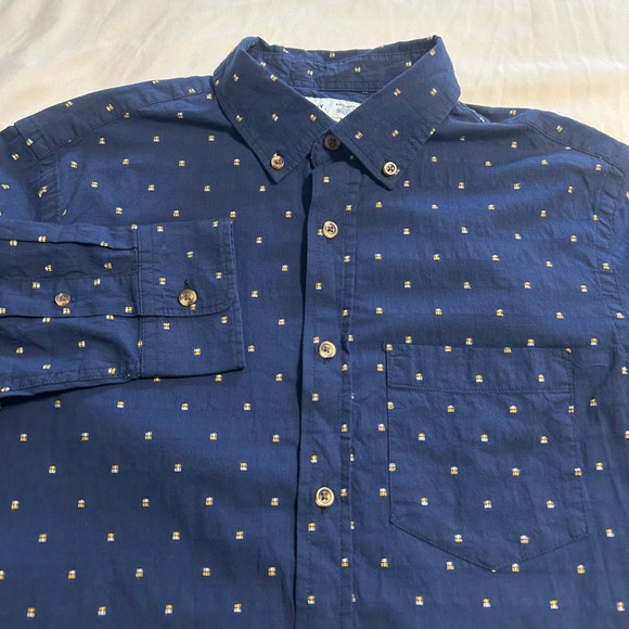 Old Navy Other - Old Navy Mens Everyday Shirt Regular Fit Navy Blue Dobby Long Sleeve Small